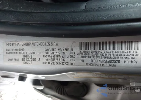 2014 Fiat 500L Easy z USA, uszkodzony, nr VIN ZFBCFABH5EZ012526